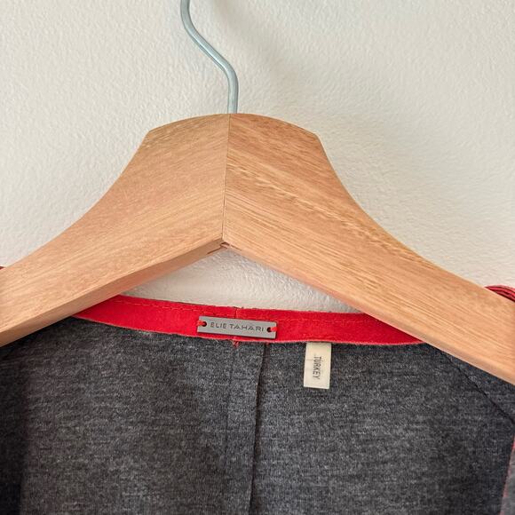 Elie Tahari Lamb Suede Asymmetrical Zip Moto Jacket Red L - Picture 4 of 9